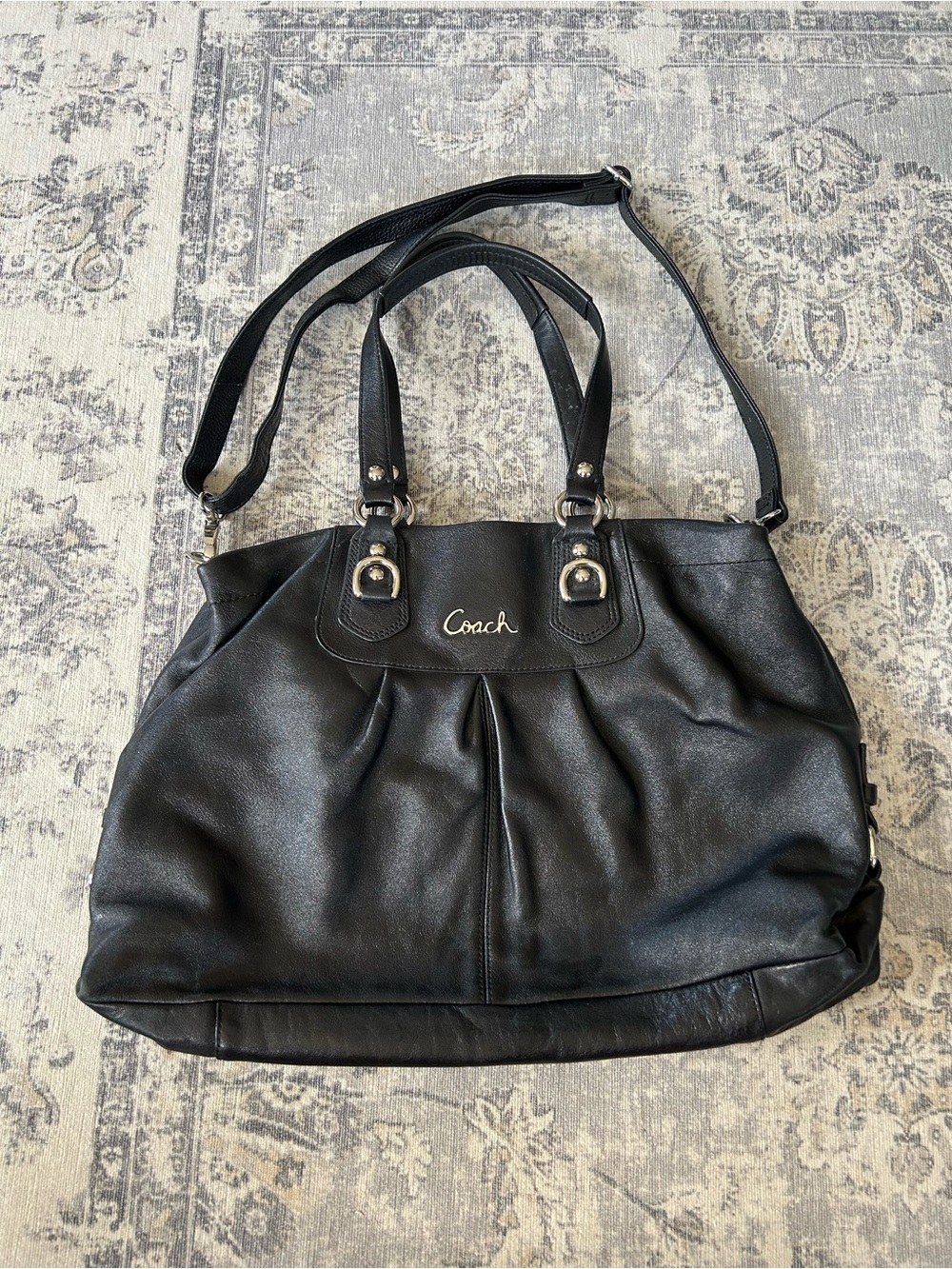 Coach Y2K Ashley Black Leather Satchel Bag (F15513)